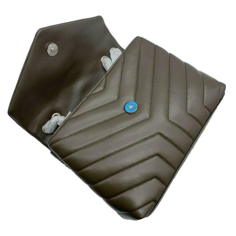 Saint Laurent Monogram Loulou Small Matelassé Brown Leather Shoulder Bag