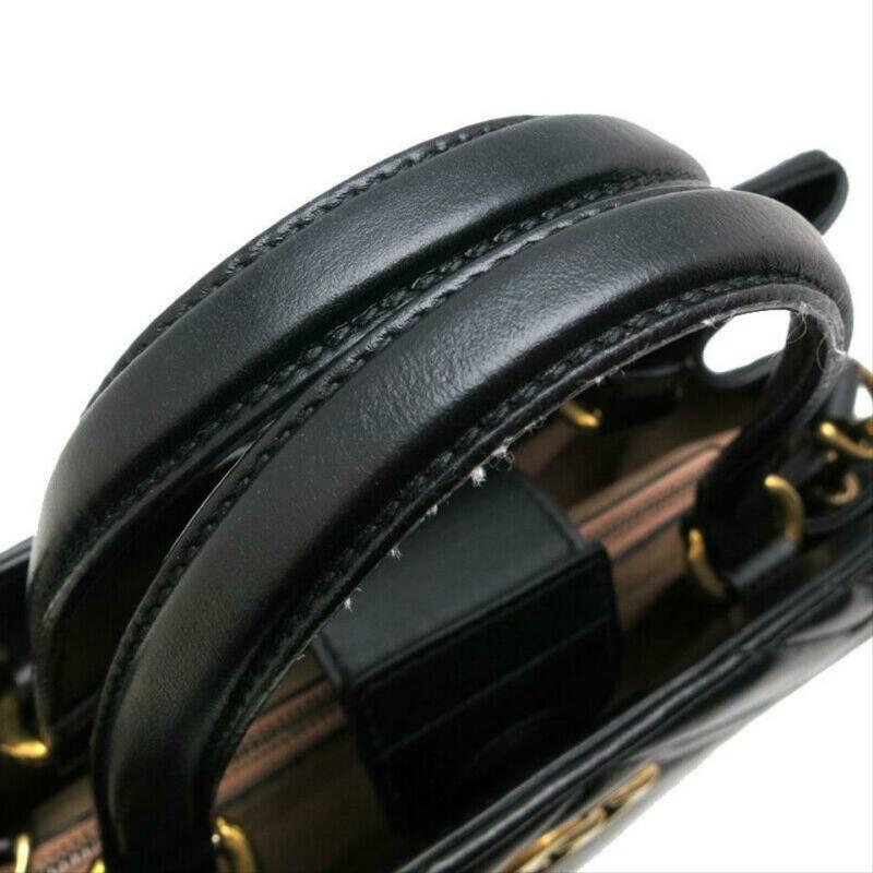 Gucci GG Marmont Top Handle Tote Black Leather Shoulder Bag