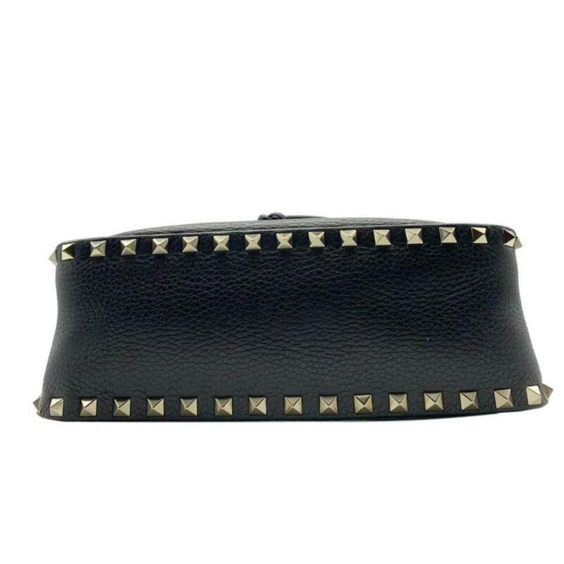 Valentino Bucket Rockstud Large Black Leather Cross Body Bag