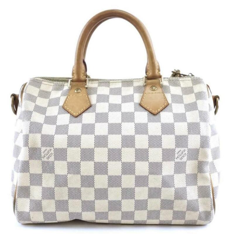 Louis Vuitton Speedy 25 Damier Azur Bandouliere White Coated Canvas Cross Body
