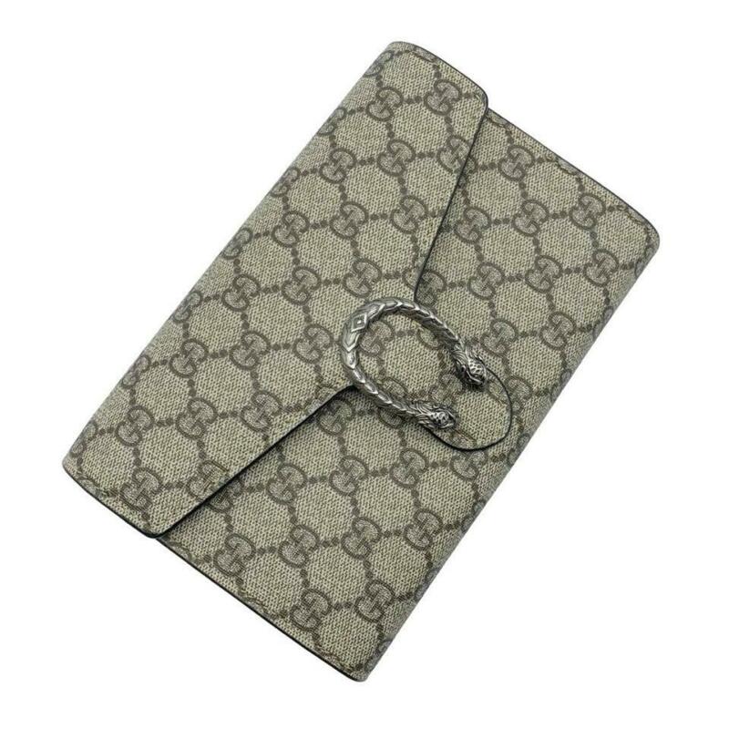 Gucci Dionysus Gg Supreme Canvas Wallet On A Chain Beige Cross Body Bag
