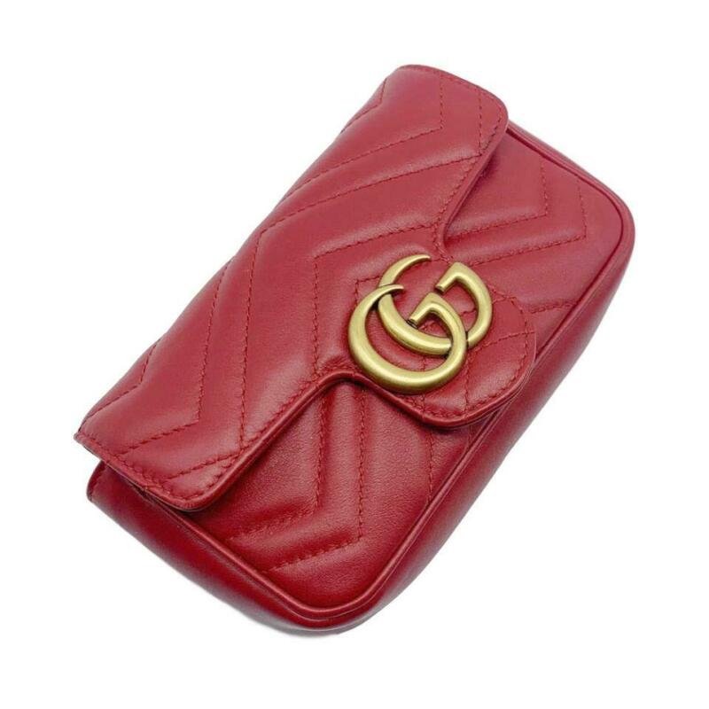 Gucci GG Marmont Super Mini Red Leather Cross Body Bag
