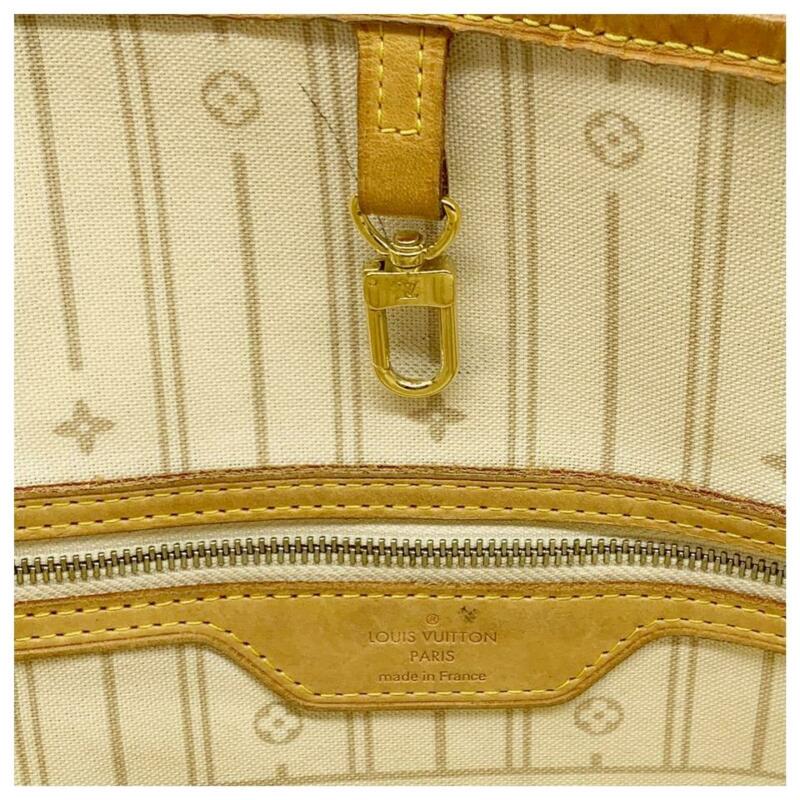 Louis Vuitton Neverfull Mm White Damier Azur Canvas Tote