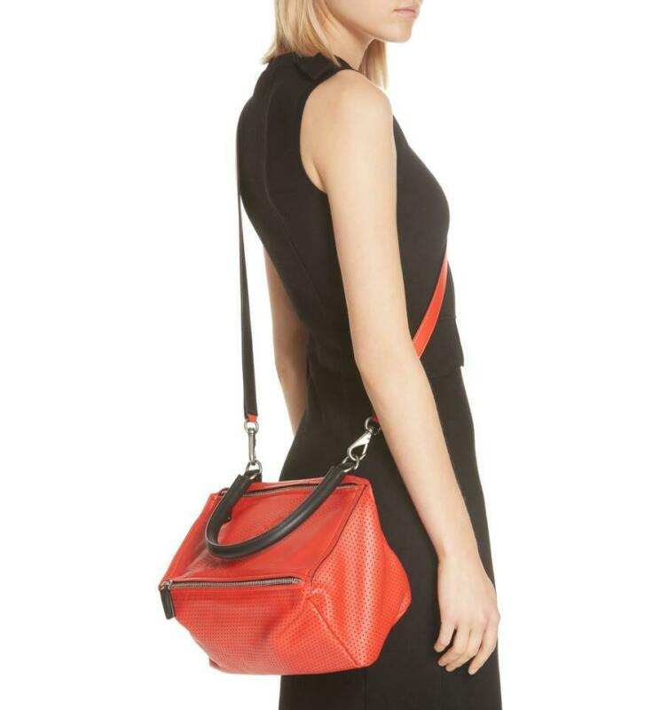 Givenchy Small Pandora Perforated Logo Red Leather Satchel