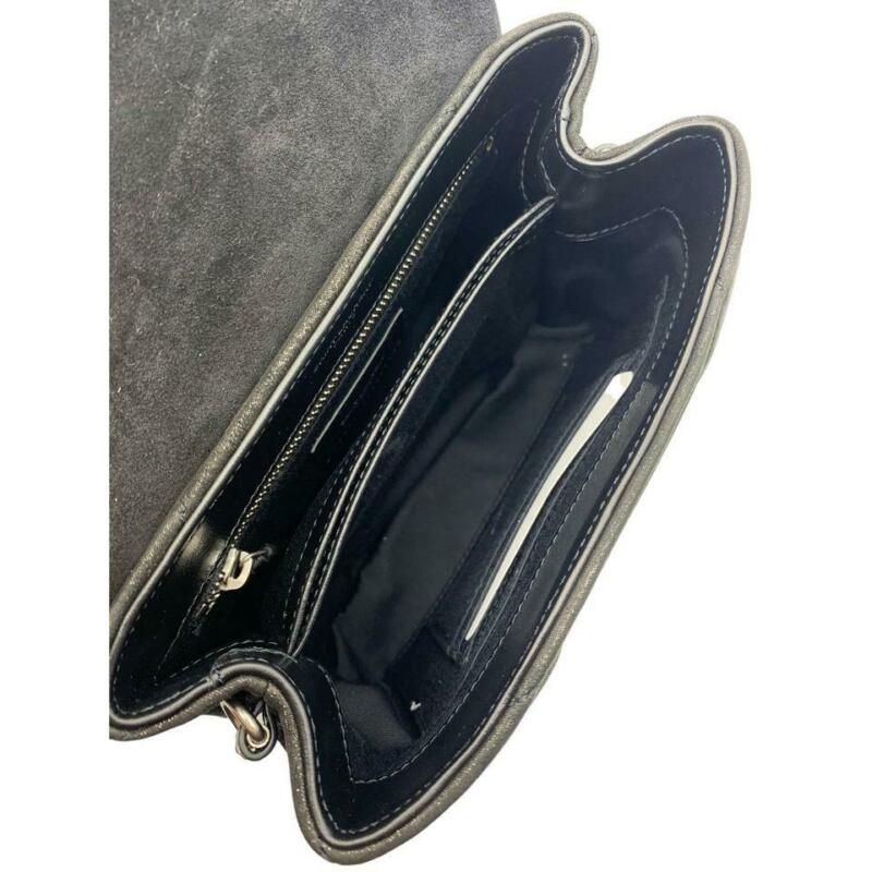 Saint Laurent Monogram Loulou Mini Glitter Black Suede Leather Cross Body Bag