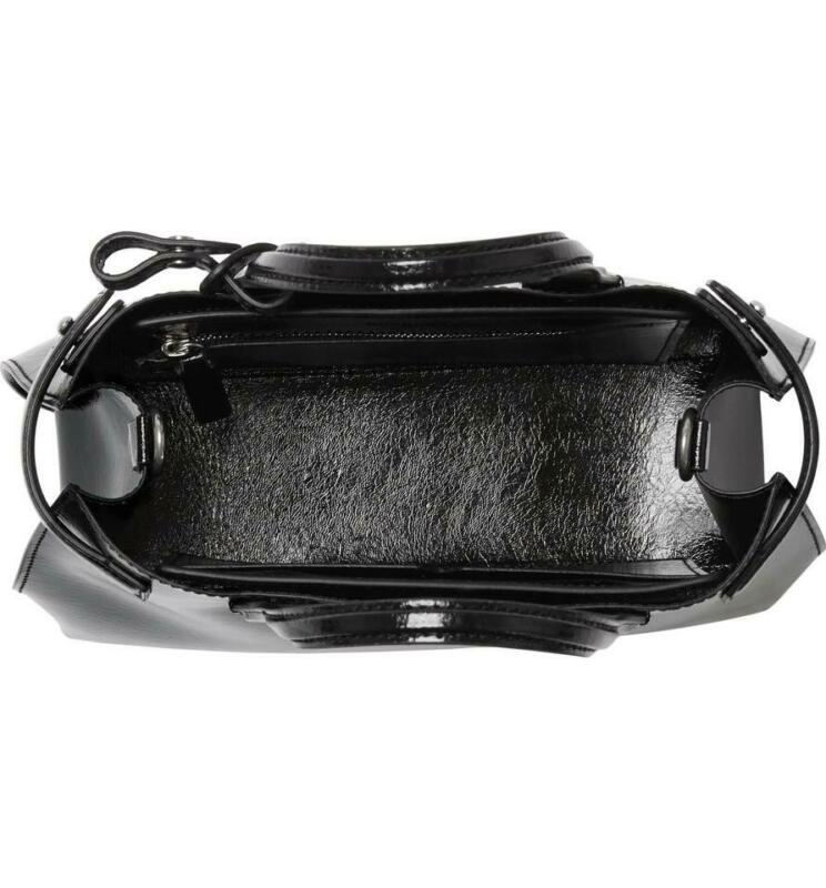 Burberry Small Banner Tote Black Patent Leather Shoulder Bag