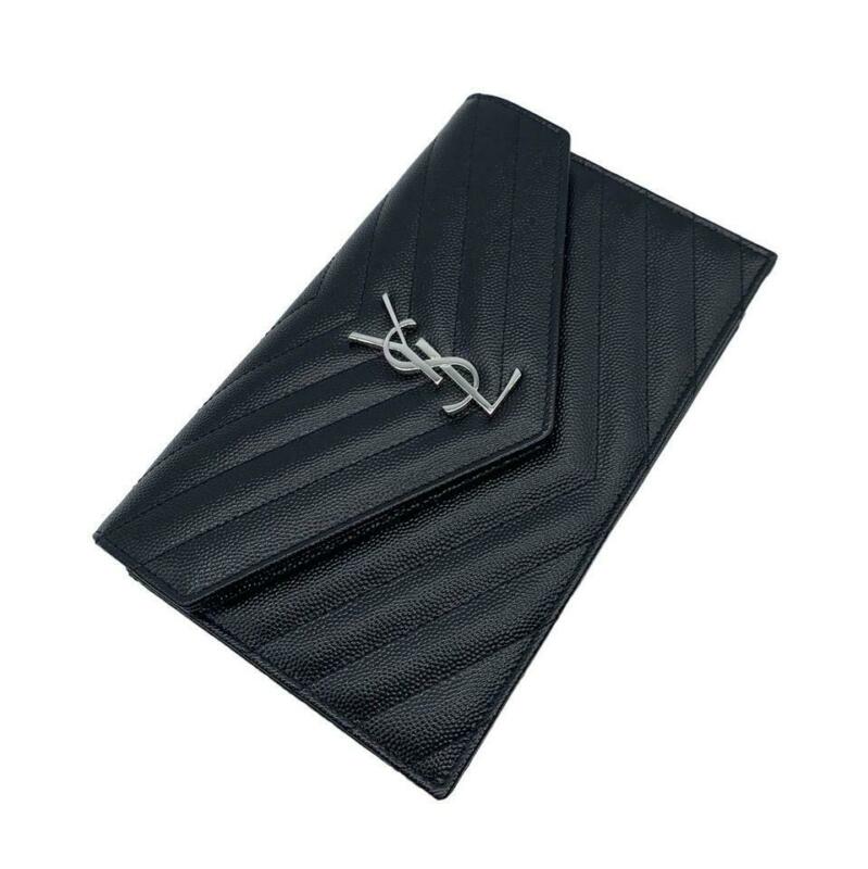 Saint Laurent Chain Wallet Envelope Woc Monogram Black Leather Cross Body Bag