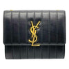 Saint Laurent Wallet on Chain Vicky Ysl Gold Monogram Quilted Shoulder Black