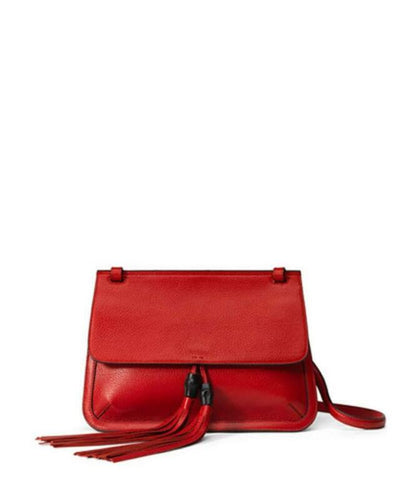 Gucci Medium Bamboo Daily Bright Flame Red Leather Shoulder Bag