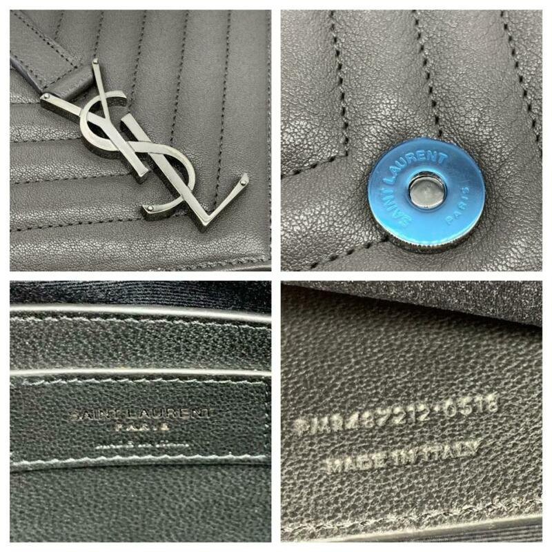 Saint Laurent Monogram Envelope Matelasse Chevron Large College Satchel Grey