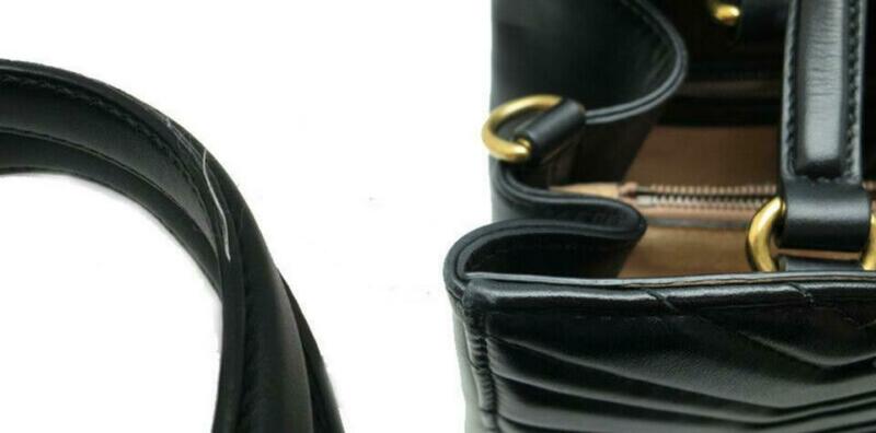 Gucci GG Marmont Top Handle Tote Black Leather Shoulder Bag