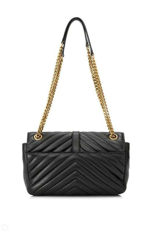 Saint Laurent Monogram Collège Medium Envelope Chain Black Leather Shoulder Bag