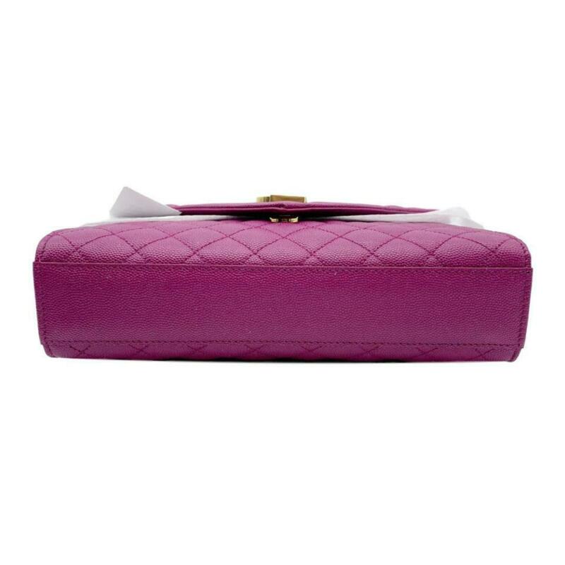 Saint Laurent Monogram Envelope Medium Calfskin Deep Grape Pink Leather