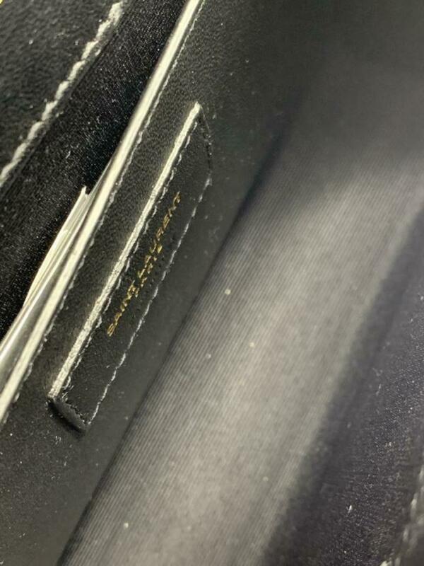 Saint Laurent Monogram Kate Shoulder Small Glitter Blue Patent Leather Crossbody