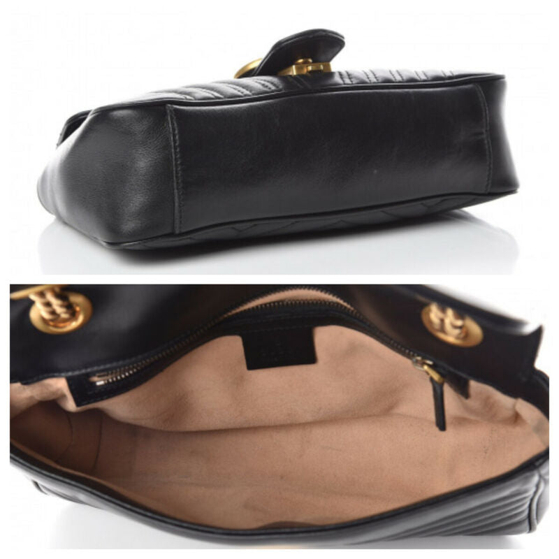 Gucci Marmont Small Gg Matelassé Black Calfskin Shoulder Bag