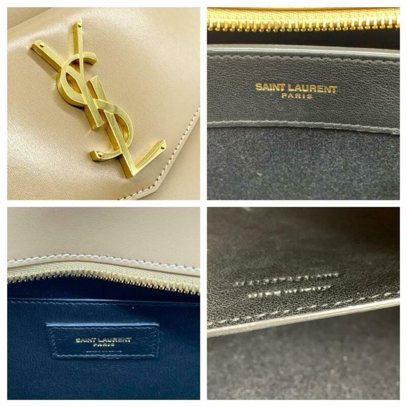 Saint Laurent Cabas Uptown Small Satchel Beige Leather Tote