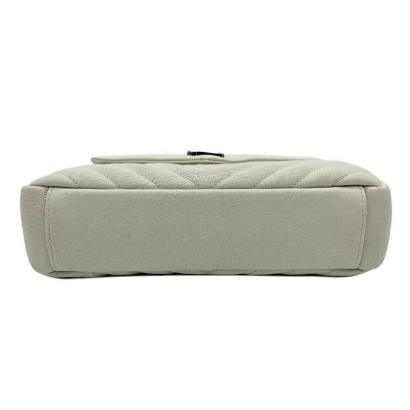 Saint Laurent Women's Medium Monogramme College White Leather Shoulder Bag