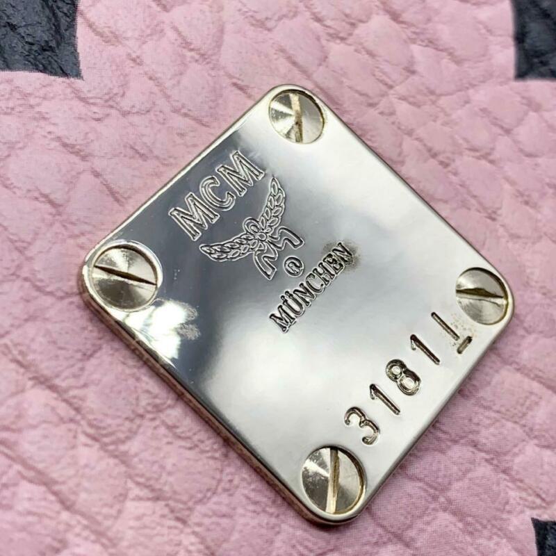 MCM Medium Anya Diamond Visetos Shopper Pale Light Pink Coated Canvas Tote