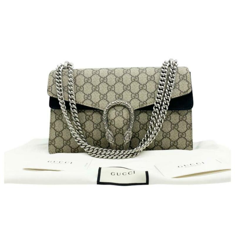 Gucci Dionysus New Small Beige Black Canvas Shoulder Bag