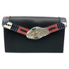 Gucci Chain Wallet Linea Snake Flap Black Leather Cross Body Bag