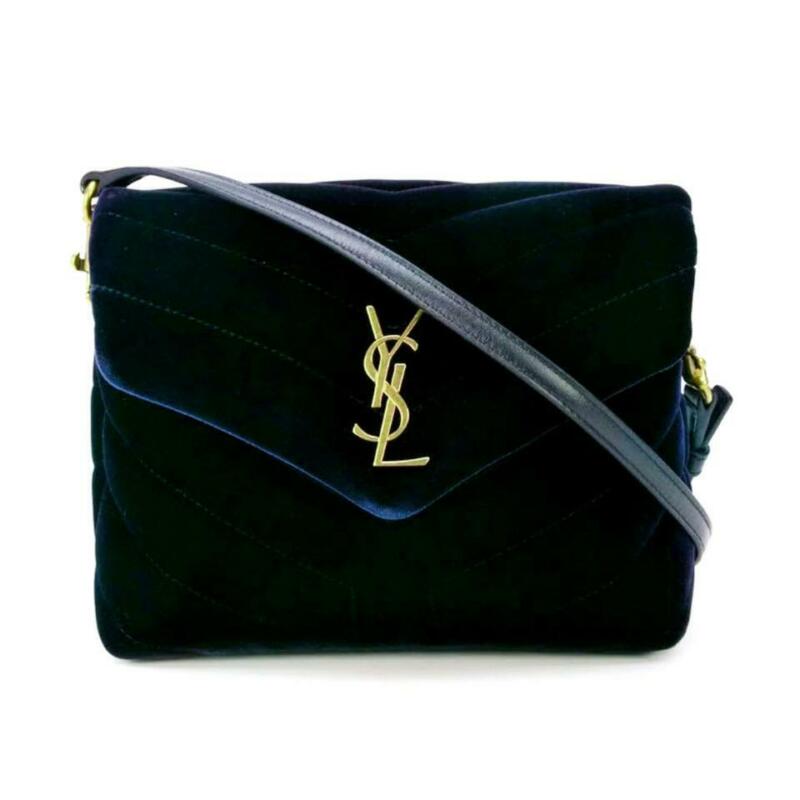 Saint Laurent Monogram Loulou Toy Navy Blue Velvet Cross Body Bag