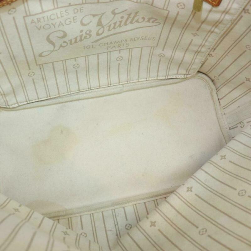 Louis Vuitton Neverfull Mm White Damier Azur Canvas Tote