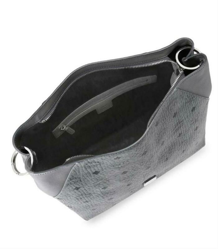 MCM Klara Medium Diamond Visetos Grey Coated Canvas Hobo Bag