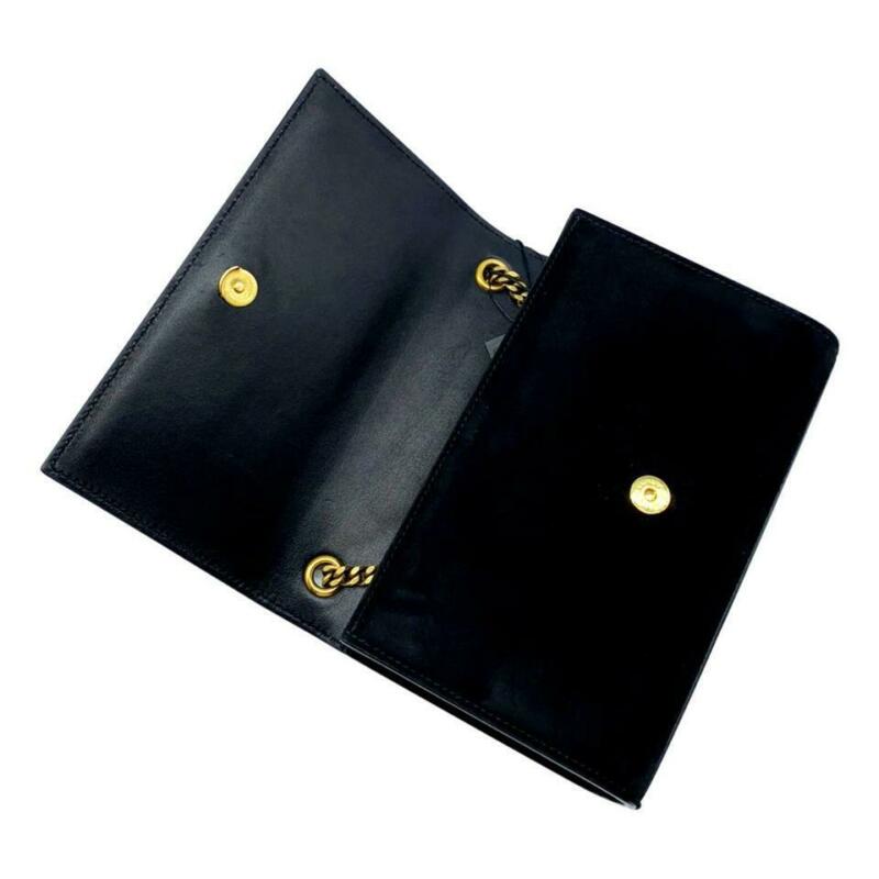 Saint Laurent Monogram Kate New Small Monogram Gold Black Suede Leather
