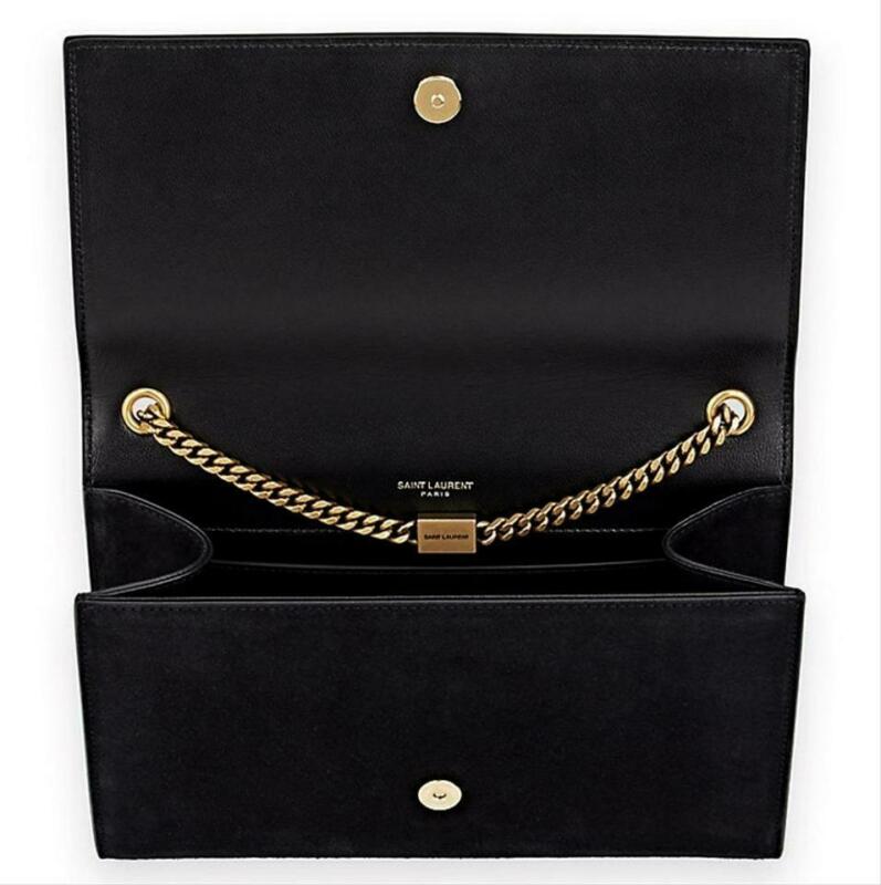 Saint Laurent Monogram Kate Monogram Ysl Medium Dome-stud Black Suede Leather