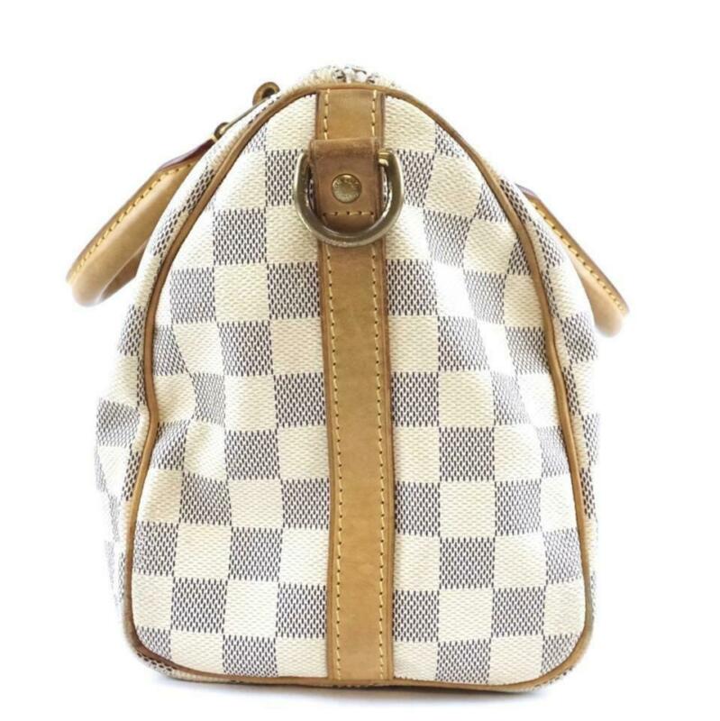 Louis Vuitton Speedy 25 Damier Azur Bandouliere White Coated Canvas Cross Body