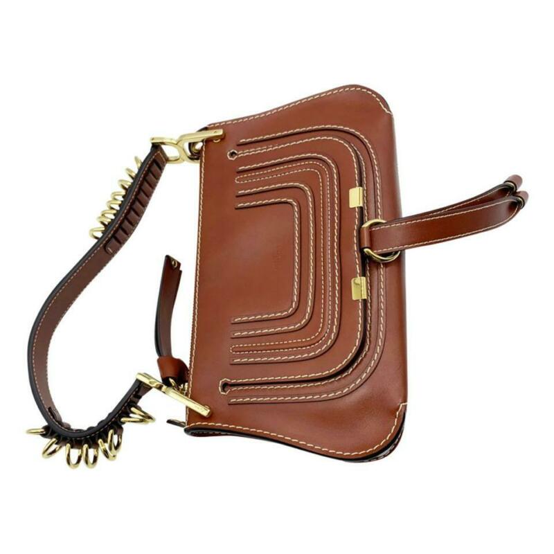 Chloé Marcie Mini Lizard Embossed Satchel Brown Leather Shoulder Bag