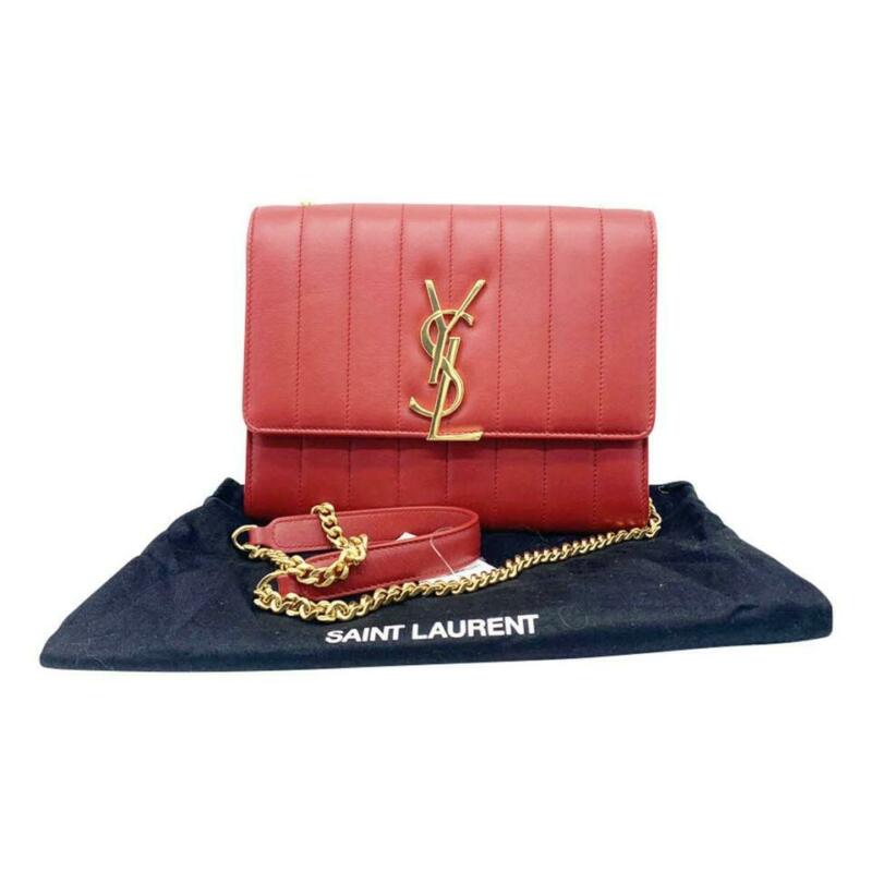 Saint Laurent Lambskin Matelasse Vicky Monogram Belt Bag Red