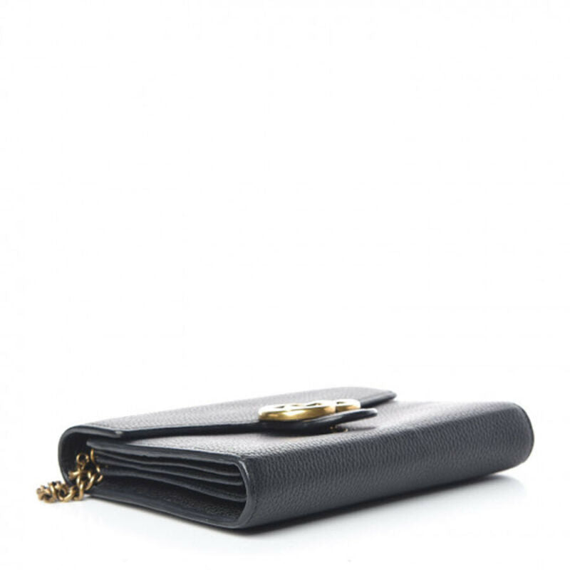 Gucci Chain Wallet Marmont Calfskin Gg Black Leather Shoulder Bag