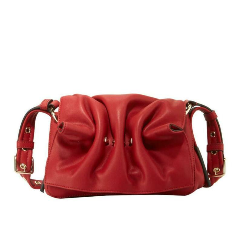 Valentino Rockstud Bloomy Mini Gathered Red Leather Cross Body Bag