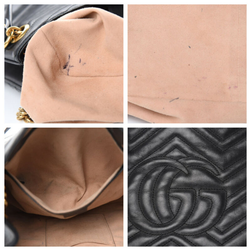 Gucci GG Marmont Calfskin Matelasse Medium Black Leather Shoulder Bag