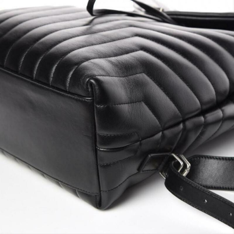 Saint Laurent Monogram Loulou Calfskin Matelasse Medium Monogram Black Leather