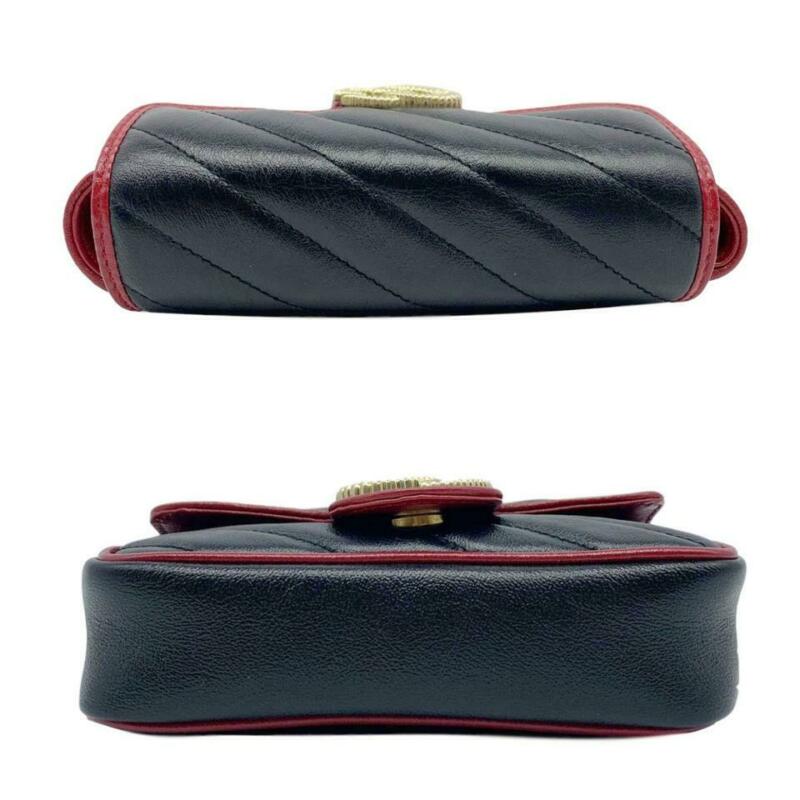 Gucci GG Shoulder Marmont Super Mini Black Leather Cross Body Bag