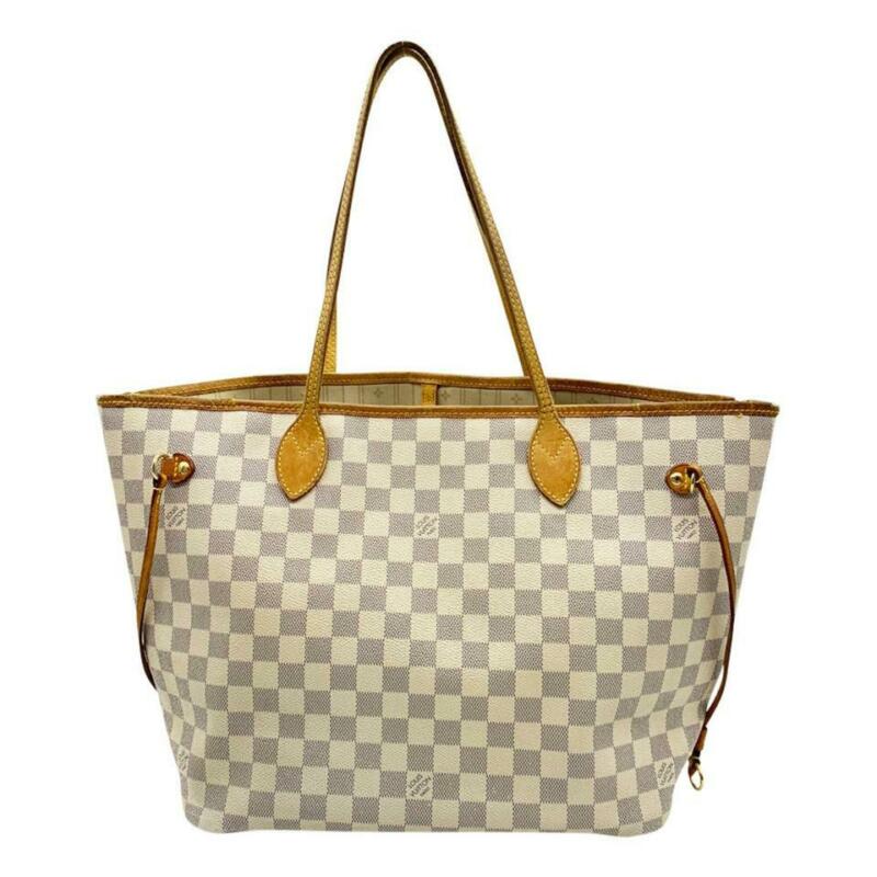 Louis Vuitton Neverfull Mm White Damier Azur Canvas Tote