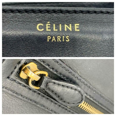 Céline Luggage Micro Black Leather Tote
