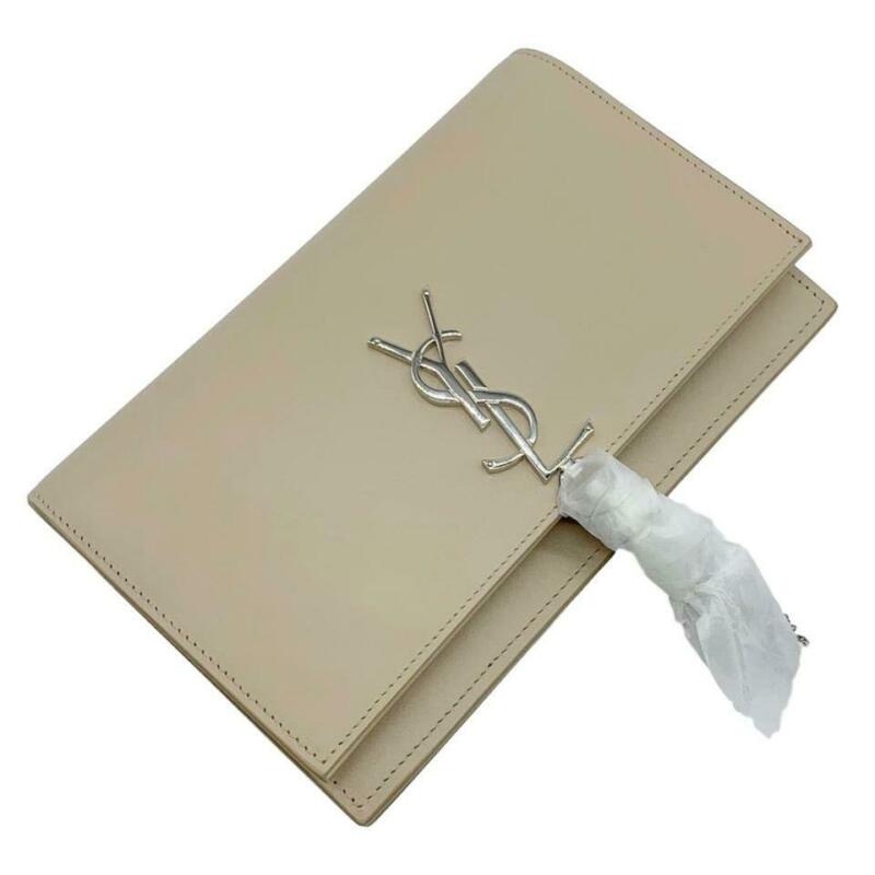 Saint Laurent Monogram Kate Chain Wallet Smooth Calfskin Classic Tassel Beige