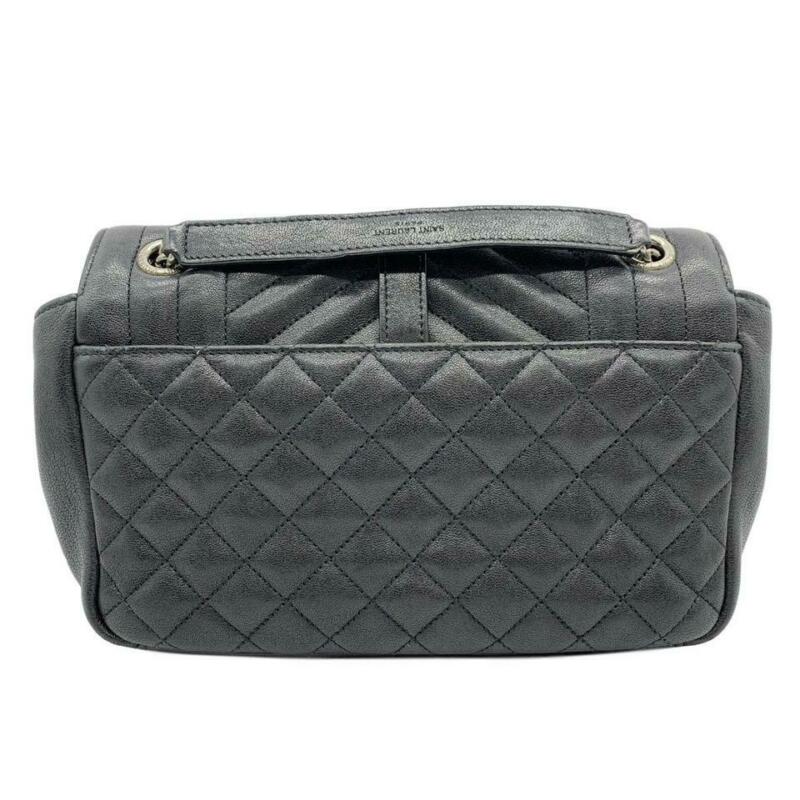 Saint Laurent Envelope Medium Tri-quilt College Monogram Satchel Black Sheepskin