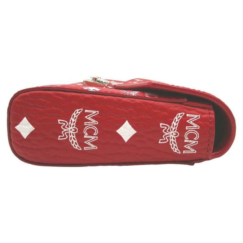 MCM Millie Visetos Wallet On A Chain Red Coated Canvas Cross Body Bag