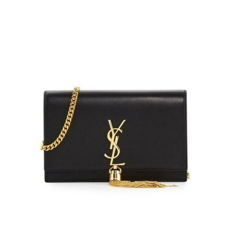 Saint Laurent Monogram Kate Chain Wallet Smooth Calfskin Classic Tassel Black