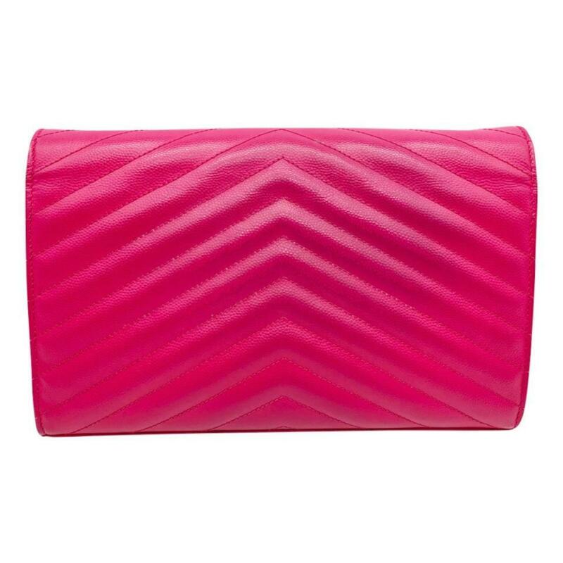 Saint Laurent Chain Wallet Medium Monogram Ysl Pink Leather Cross Body Bag