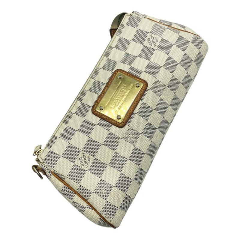 Louis Vuitton Pochette Clutch Eva White Damier Azur Canvas Shoulder Bag