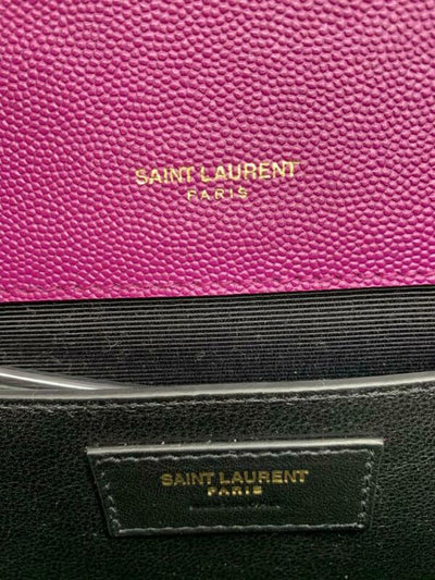 Saint Laurent Monogram Envelope Medium Calfskin Deep Grape Pink Leather