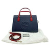 Gucci Soho Convertible Top Handle Satchel Medium Blue White and Red Leather Tote