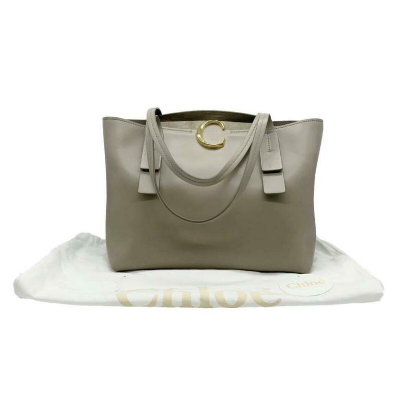 Chloé Medium C Calfskin Beige Leather Tote