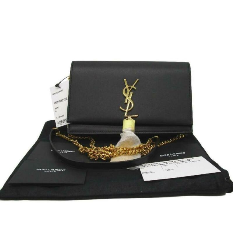 Saint Laurent Monogram Kate Chain Wallet Smooth Calfskin Classic Tassel Black