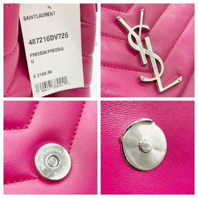 Saint Laurent Monogram Loulou Medium Calfskin Freesia Pink Leather Shoulder Bag